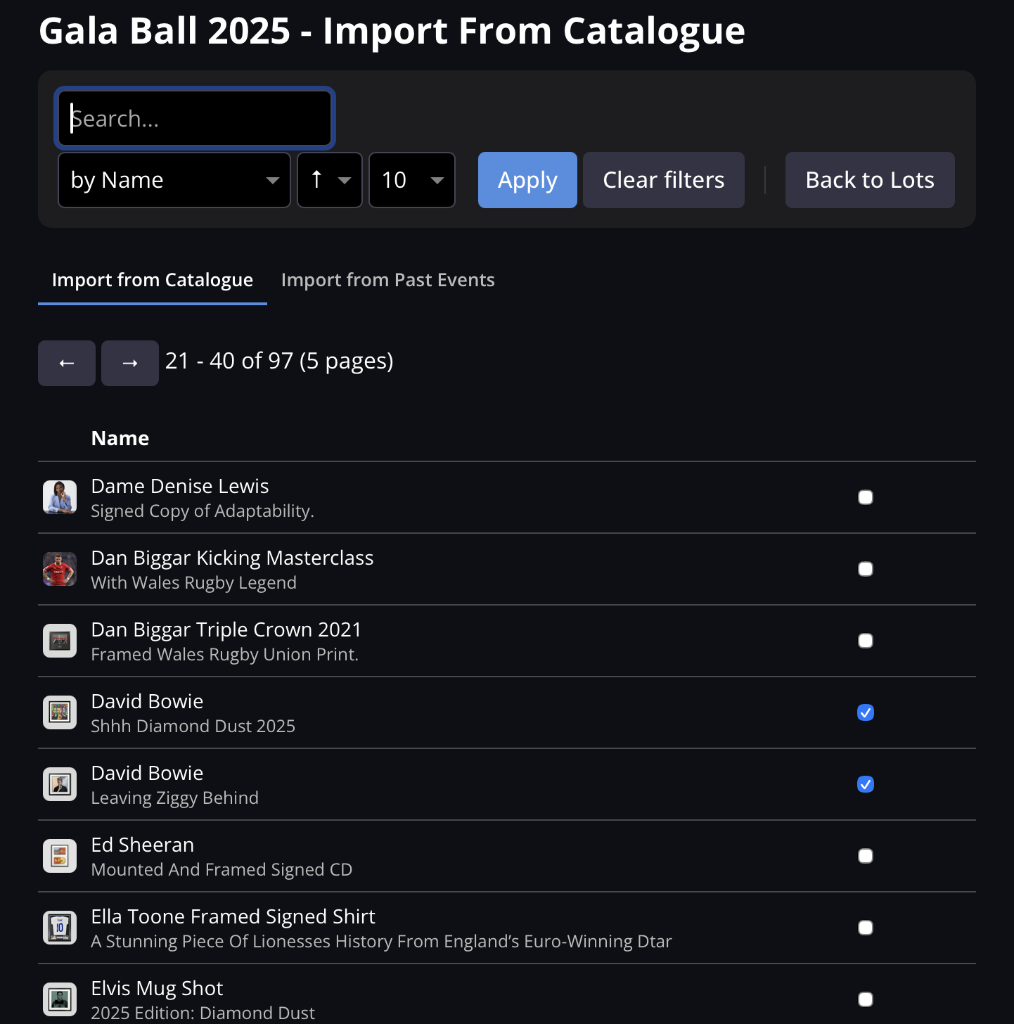 BidAid Lot Catalogue